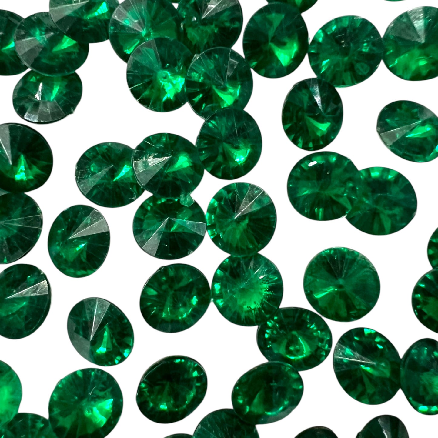 Green 10mm Crystal Edged Acrylic Stone Beads For Craft, Embroidery and Jewellery Making