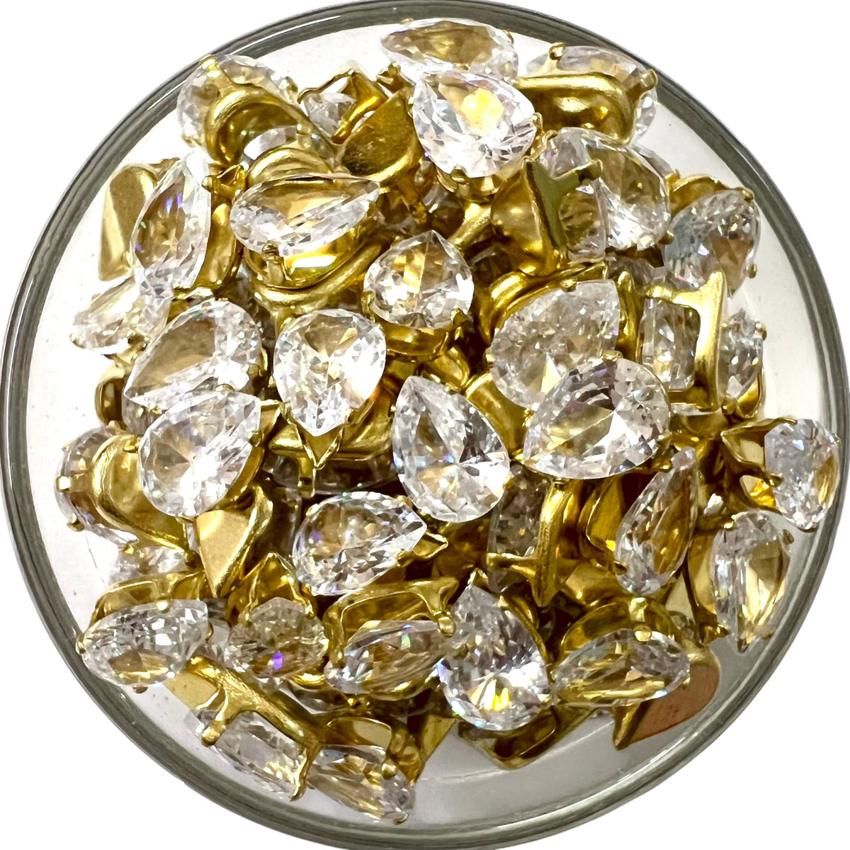 Sparkling 7x10mm drop AD clip stone bead with precision facets for custom jewelry making.