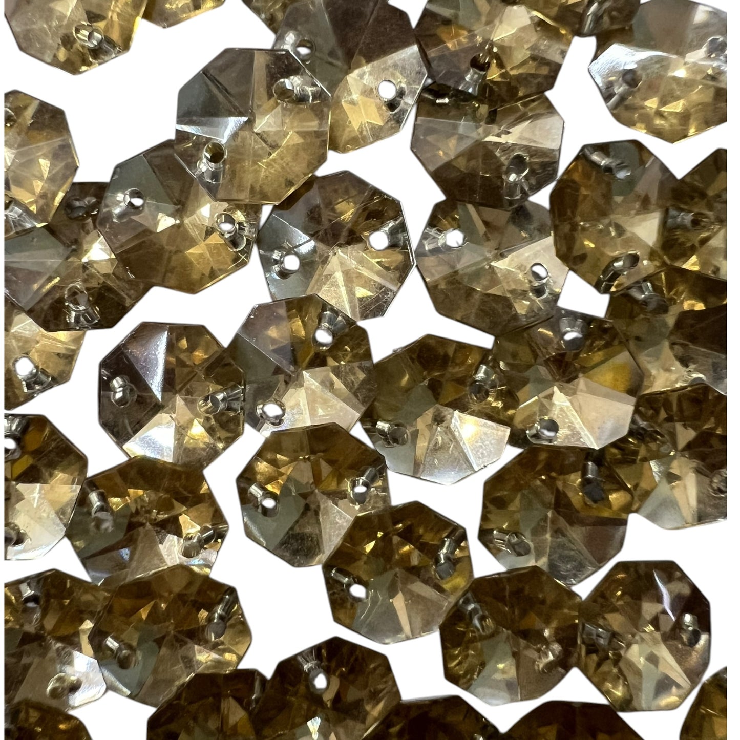 Golden 8 Corner Crystal Edged Acrylic Stone Beads For Craft, Embroidery and Jewellery Making