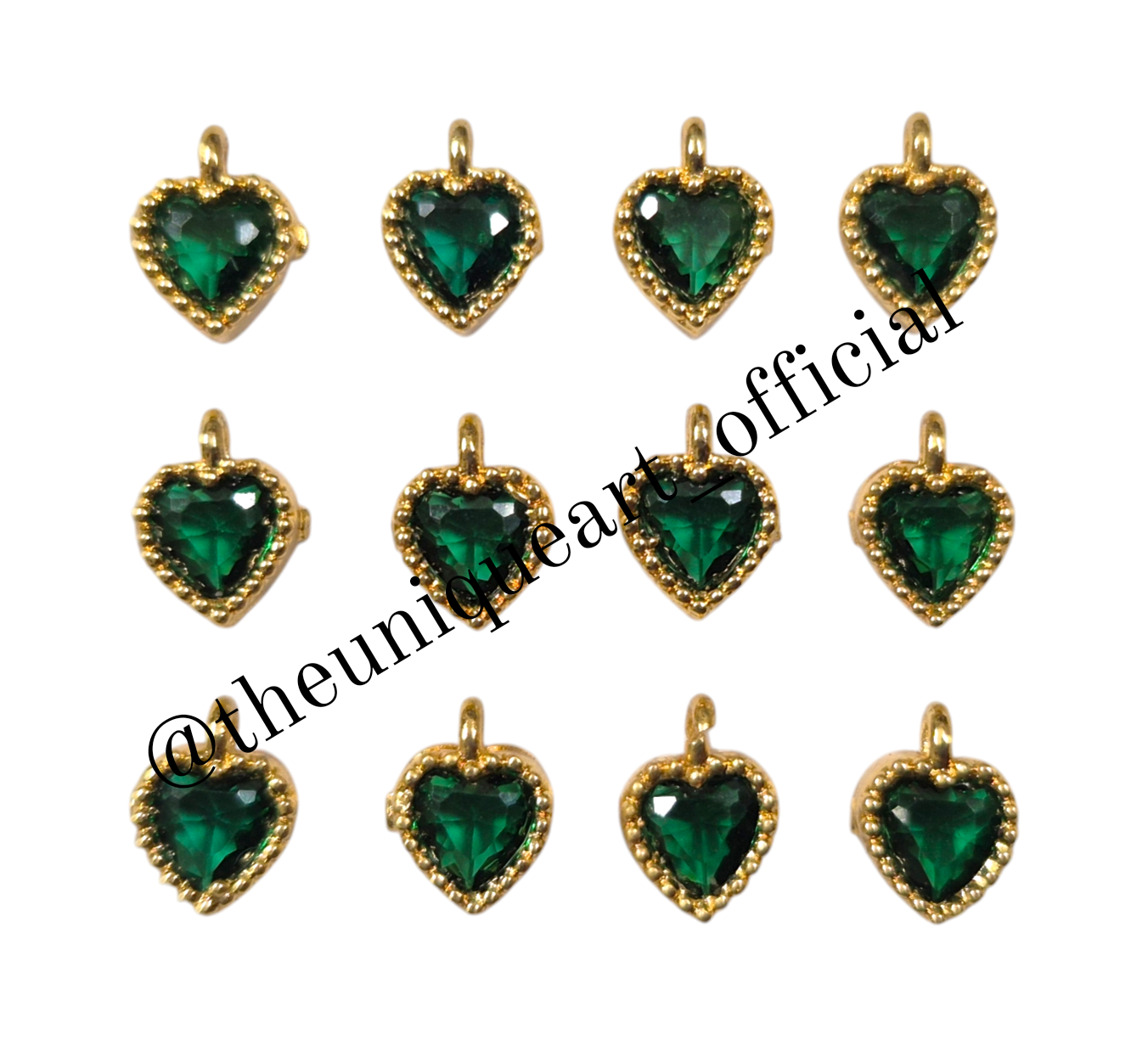 Small Heart Green High Quality AD Stone