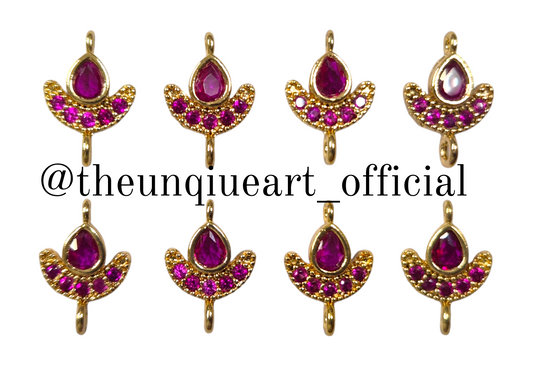 Half Moon Drop Rani Pink High Quality AD Stone