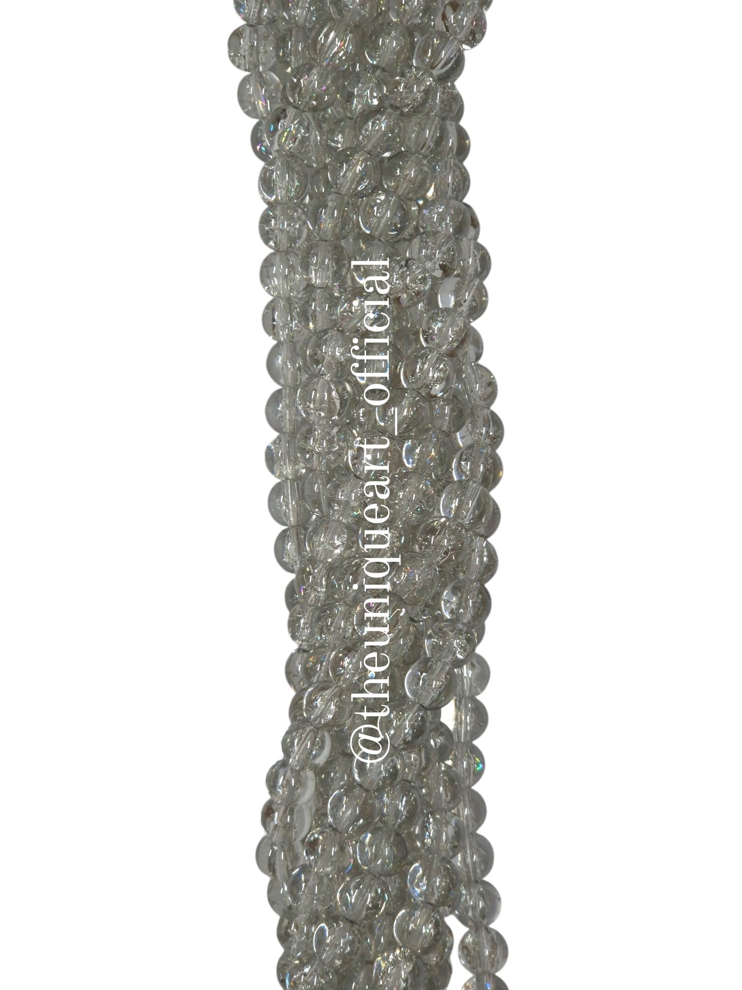 Light Grey Crackle Glass Beads 8mm