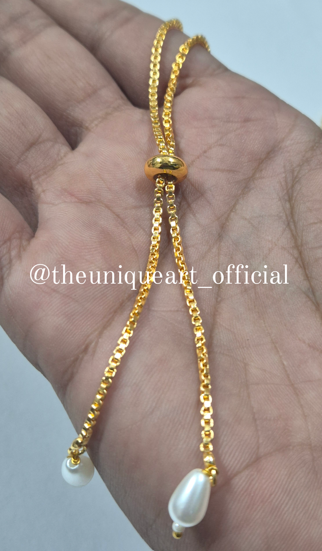 Gold Bracelet Drop Pearl Bead Chain