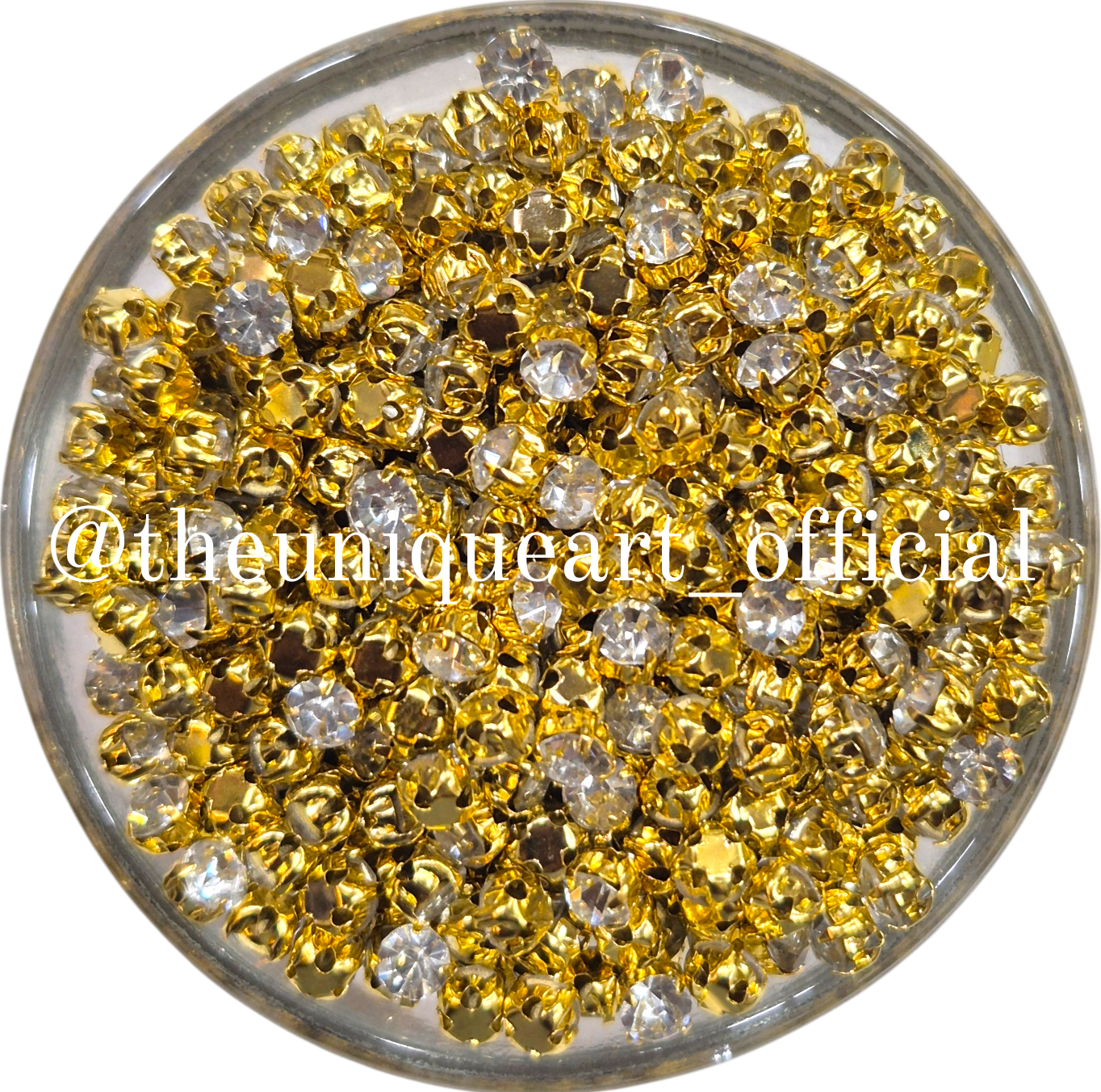 White Small Round Clip Stones Golden Base