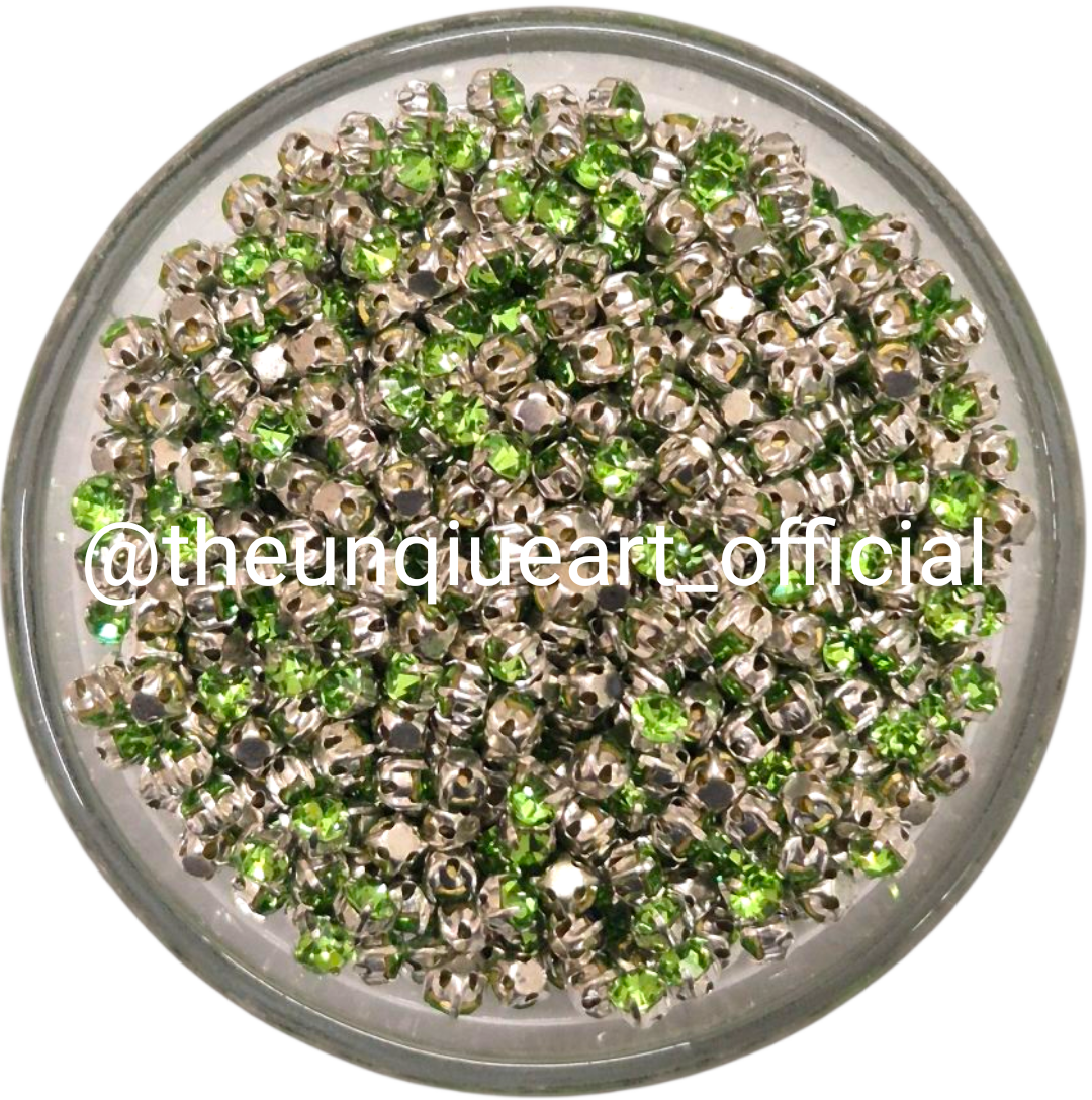 3mm Round Clip Stone Light Green