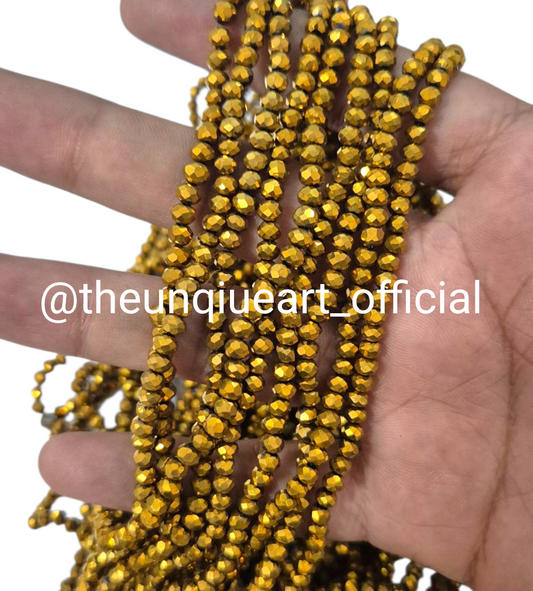 Golden Metal 4mm Crystal Beads