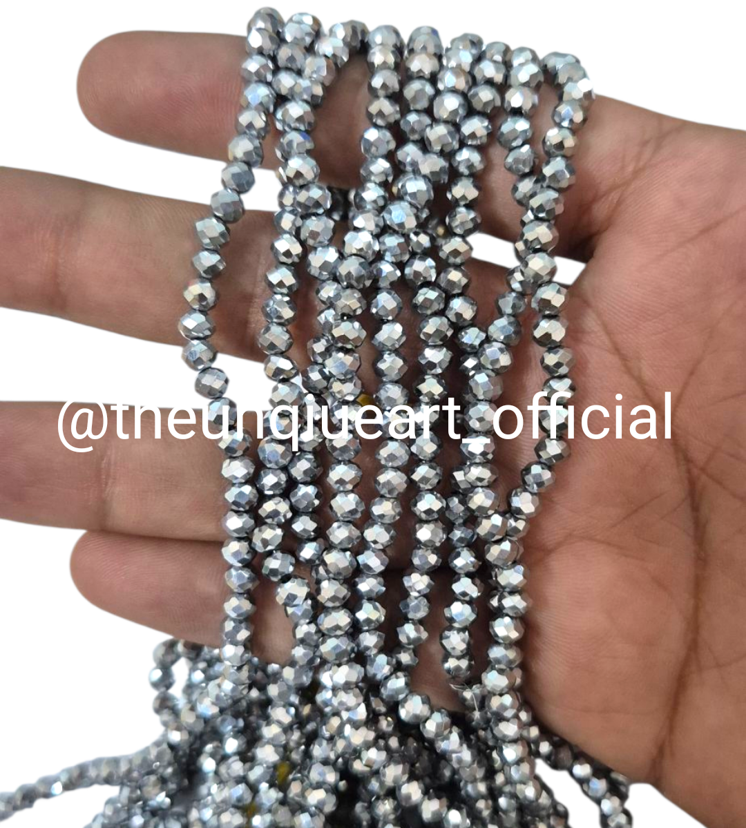 Silver Metal 4mm Crystal Beads