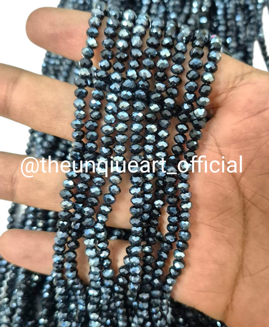 Grey Metal 4mm Crystal Beads