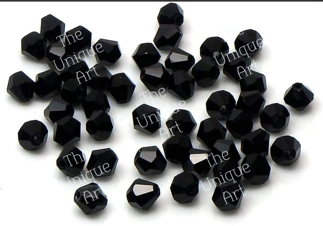 Black Glass Crystal Bicone Beads Diamond Cut Beads Pack of 1100 Pieces