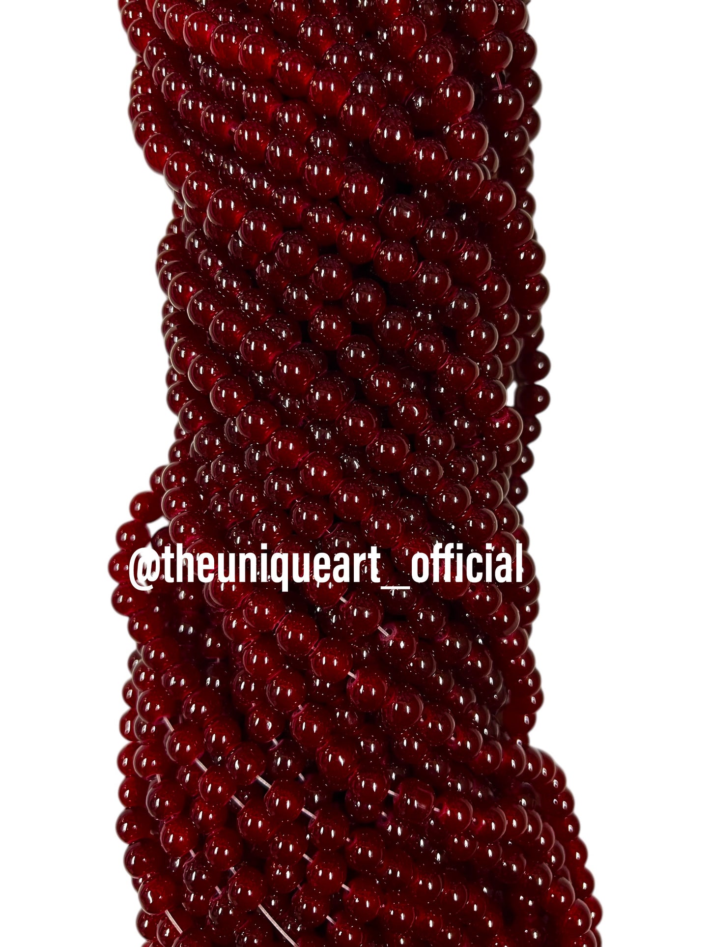 Dark Maroon Glass Jelly Beads 8mm
