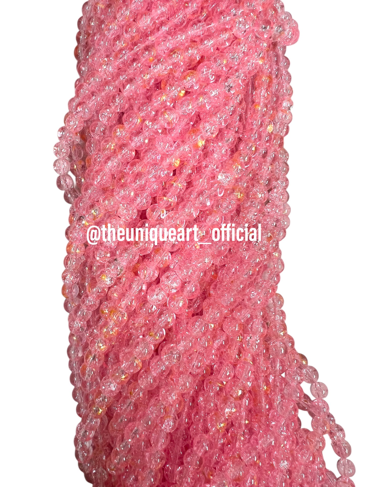 Dual Crackle Pink Glass Beads 8mm