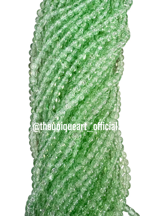 Pastel Light Green Crackle Glass Beads 8mm
