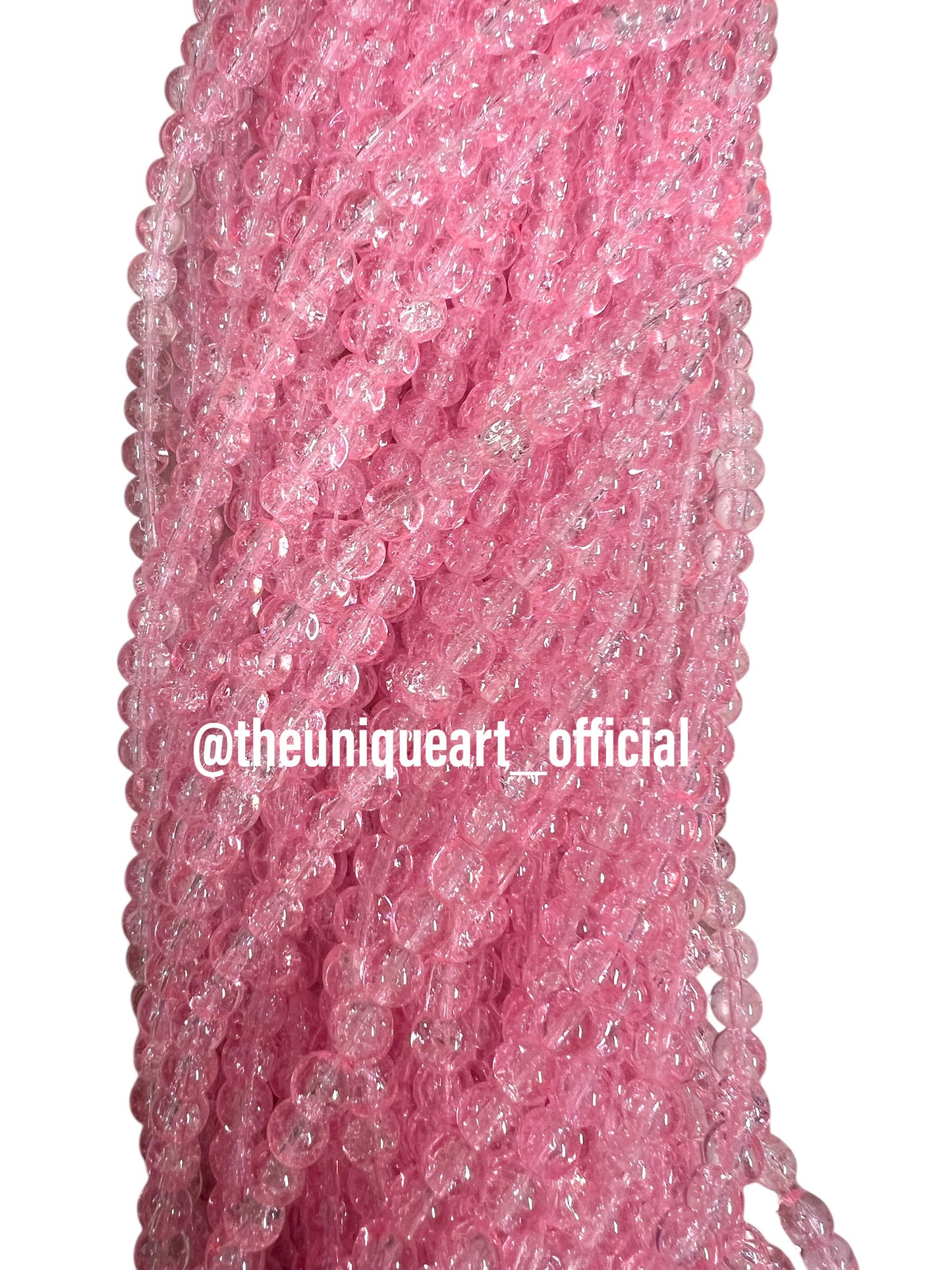 Pink Crackle Glass Beads 8mm