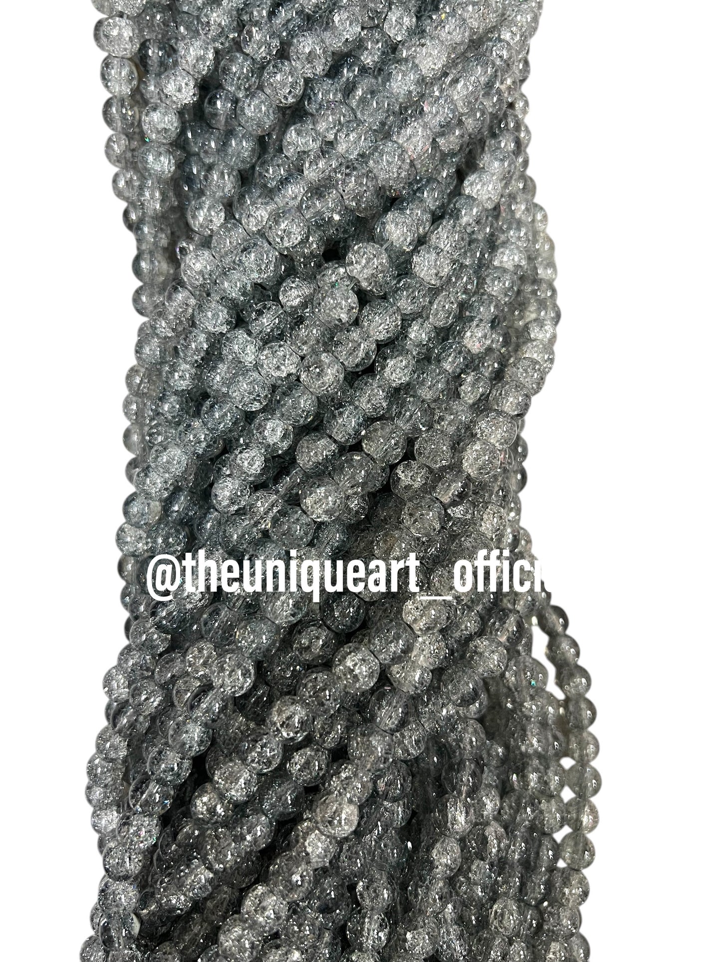 Grey Crackle  Glass Beads 8mm