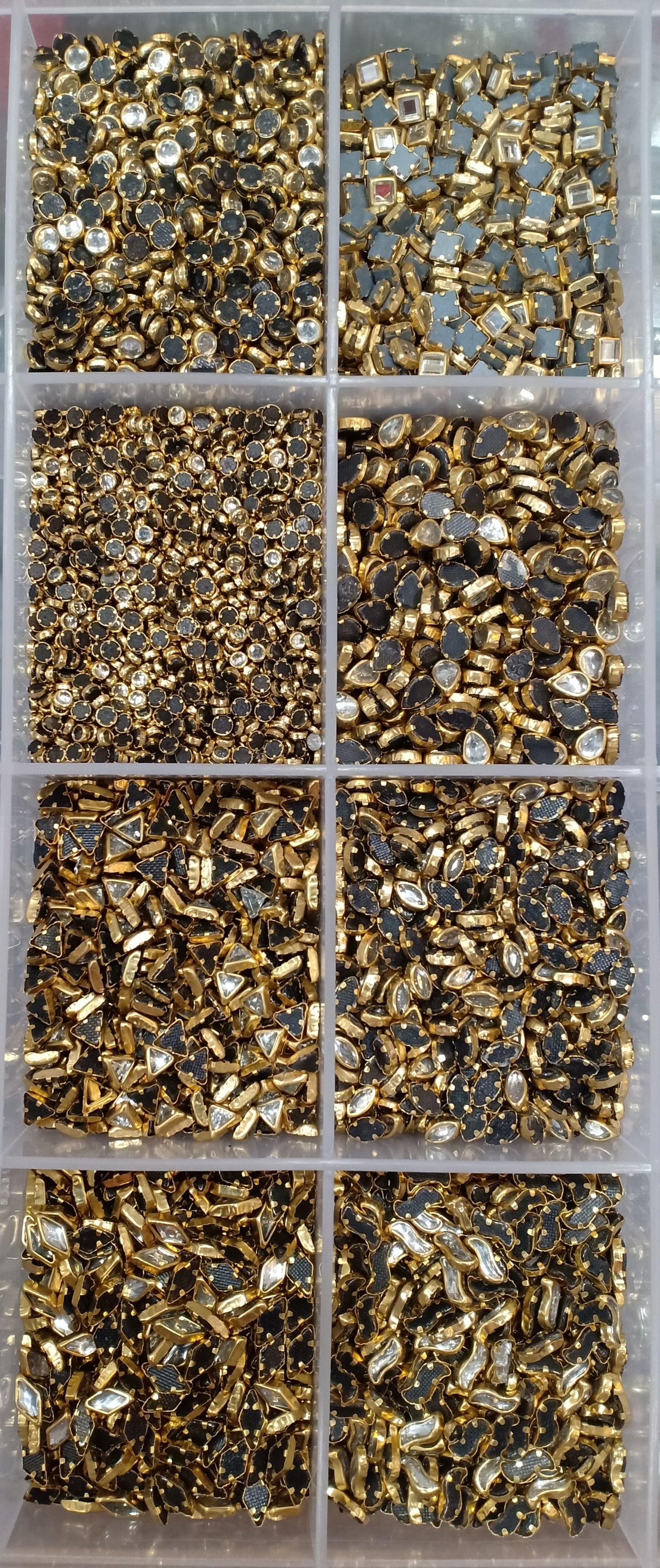 Silver Set of 8 Shapes Kundan Beads With Free Fabric Glue 800 Pieces