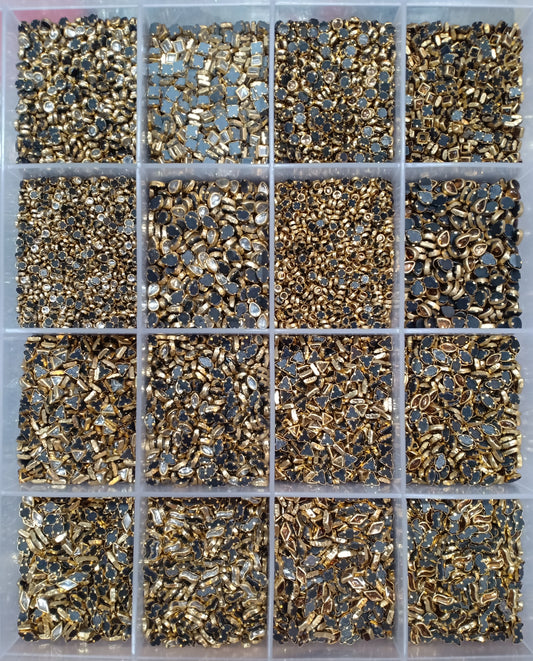 Complete Set of Silver & Golden Kundan Beads 1600 Pieces With Free Fabric Glue