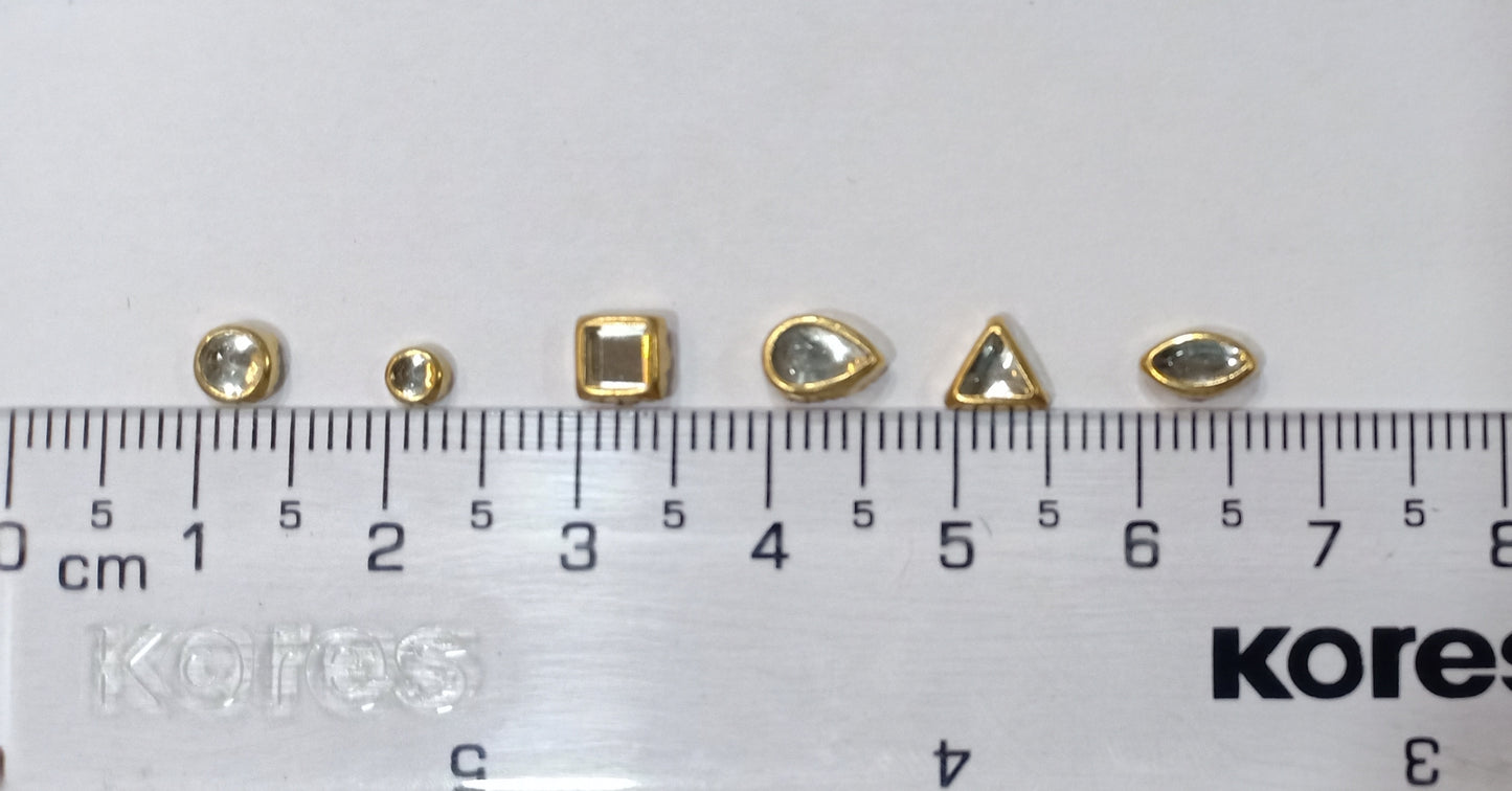 Silver Set of 6 Shapes Kundan Beads With Free Fabric Glue 600 Pieces