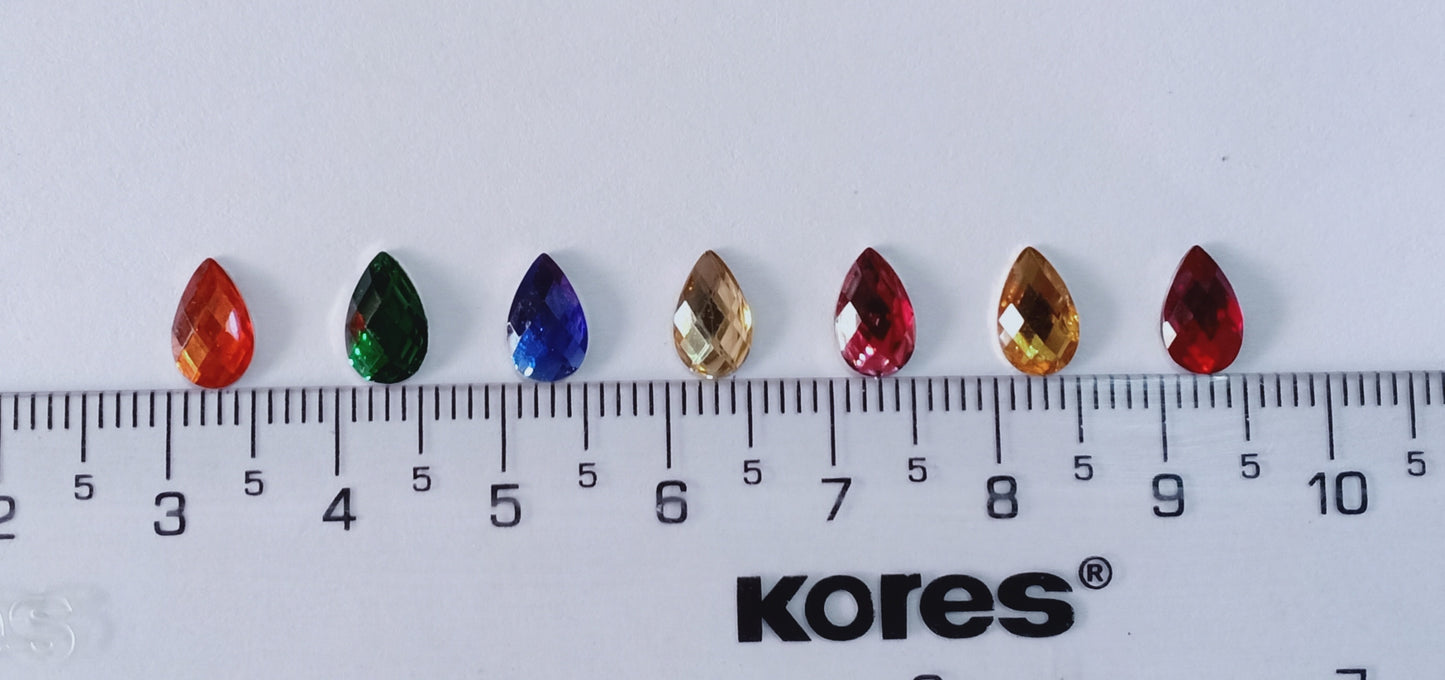 8x5mm Drop Multicolour Kundan Beads Set of 9 Colours With Free Fabric Glue Pack of 2700 Pieces