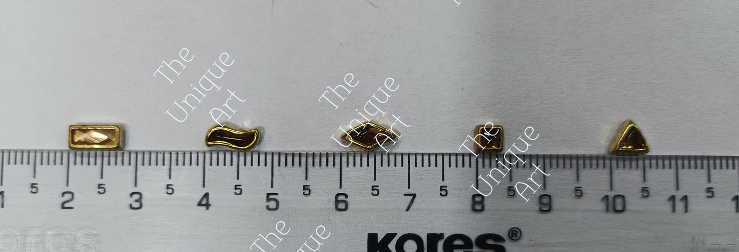 Golden Set of 5 Fancy Shapes Kundan Beads With Free Fabric Glue 500 Pieces