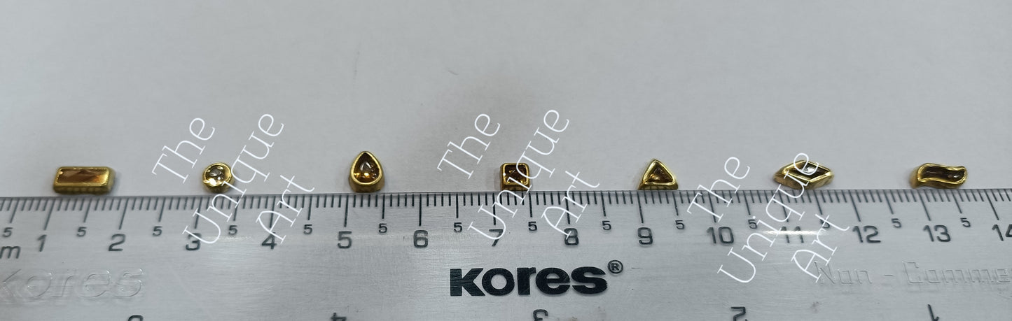 Golden Set of 7 Fancy Shapes Kundan Beads With Free Fabric Glue 700 Pieces