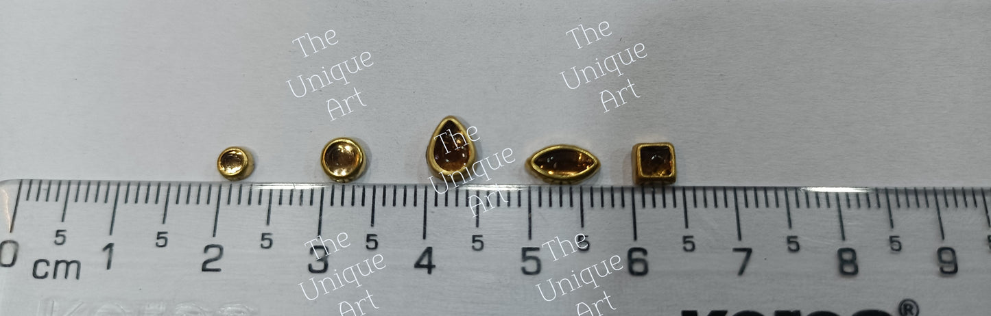 Golden Set of 5 Shapes Kundan Beads With Free Fabric Glue 500 Pieces