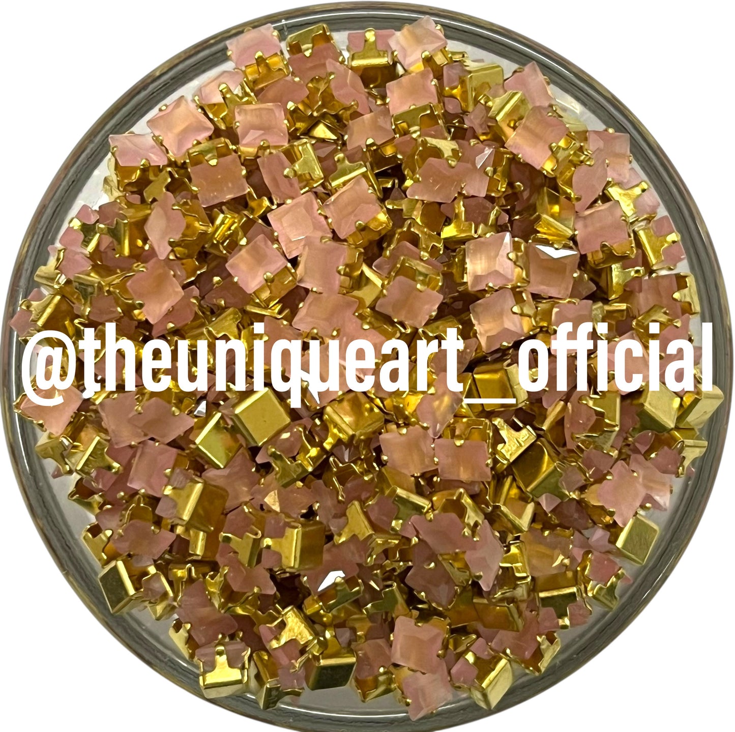 4x4mm Square Pink Ad Clip Stone