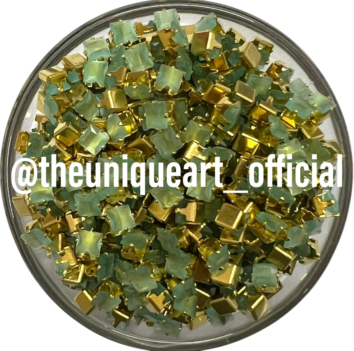 4x4mm Square Mint Green Ad Clip Stone