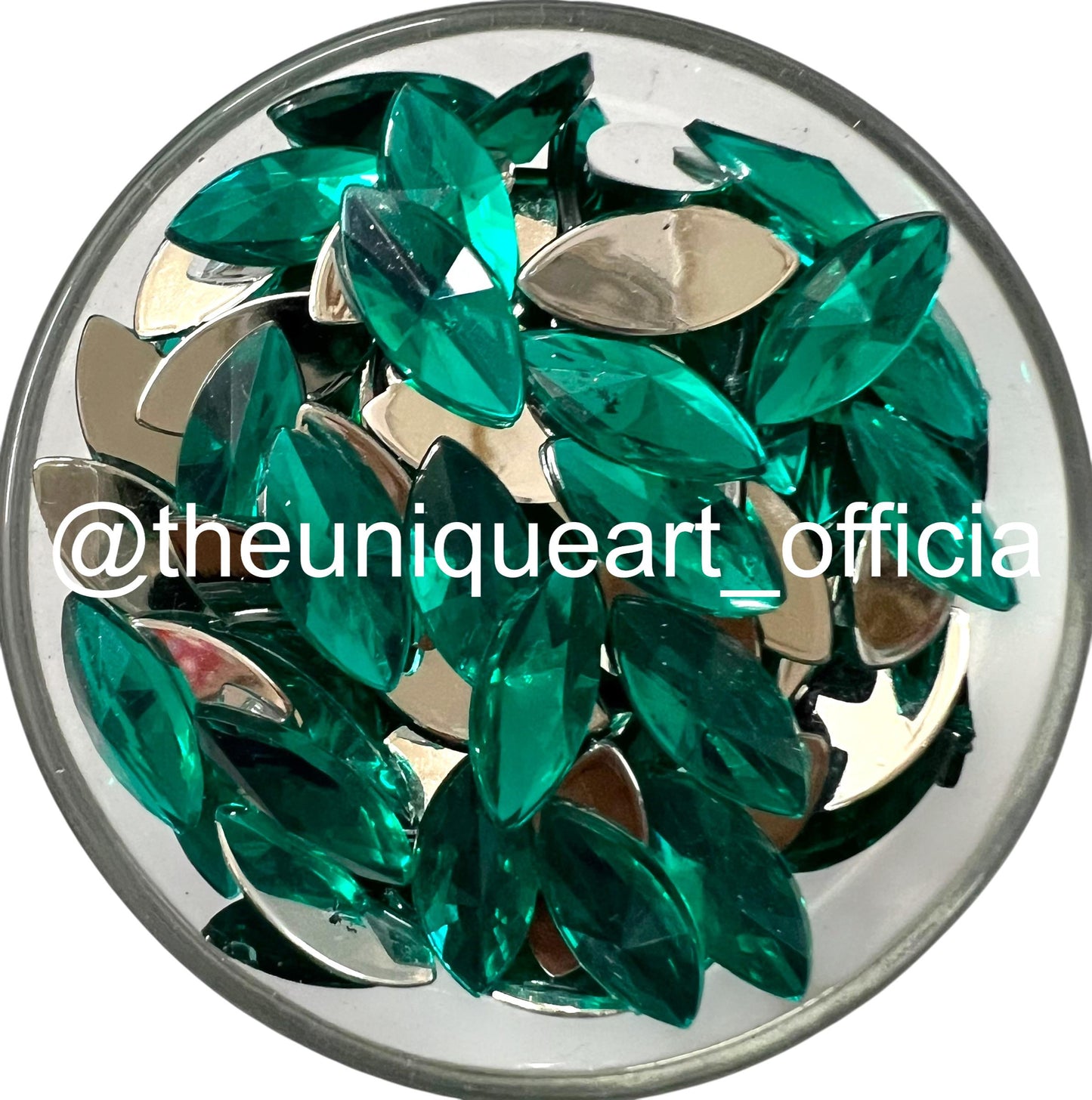 Rama Green 7x15mm eye shape flat back acrylic beads for Aari embroidery and bangle making by TheUniKart