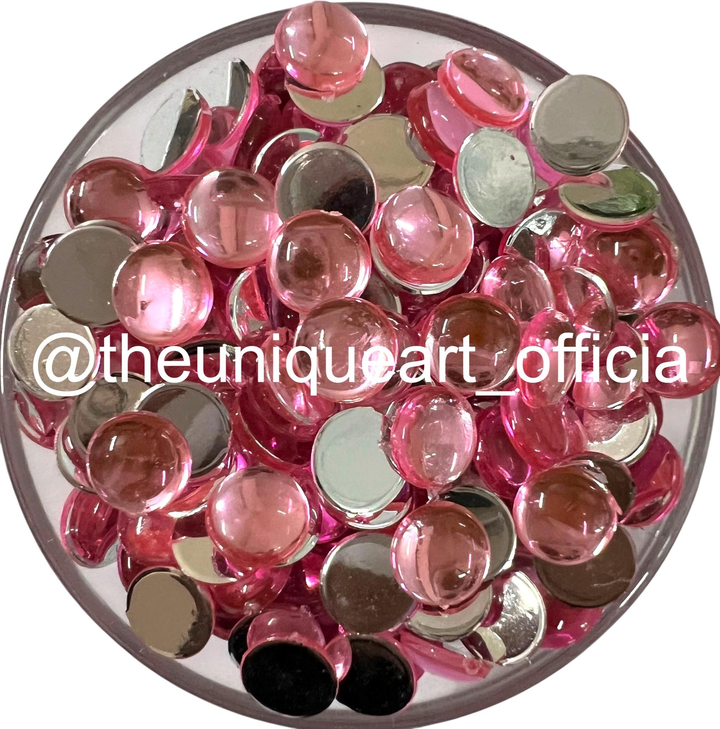 pink 8mm round acrylic flat base beads for jewelry making and traditional Aari embroidery work