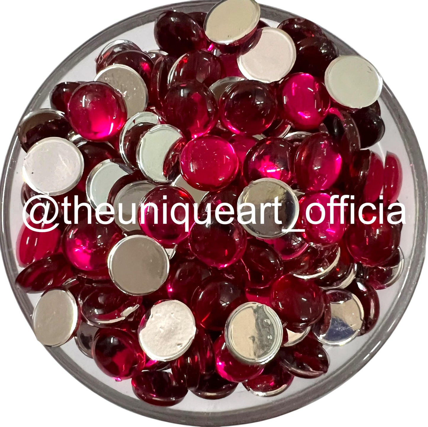 dark pink 8mm round acrylic flat base beads for jewelry making and traditional Aari embroidery work