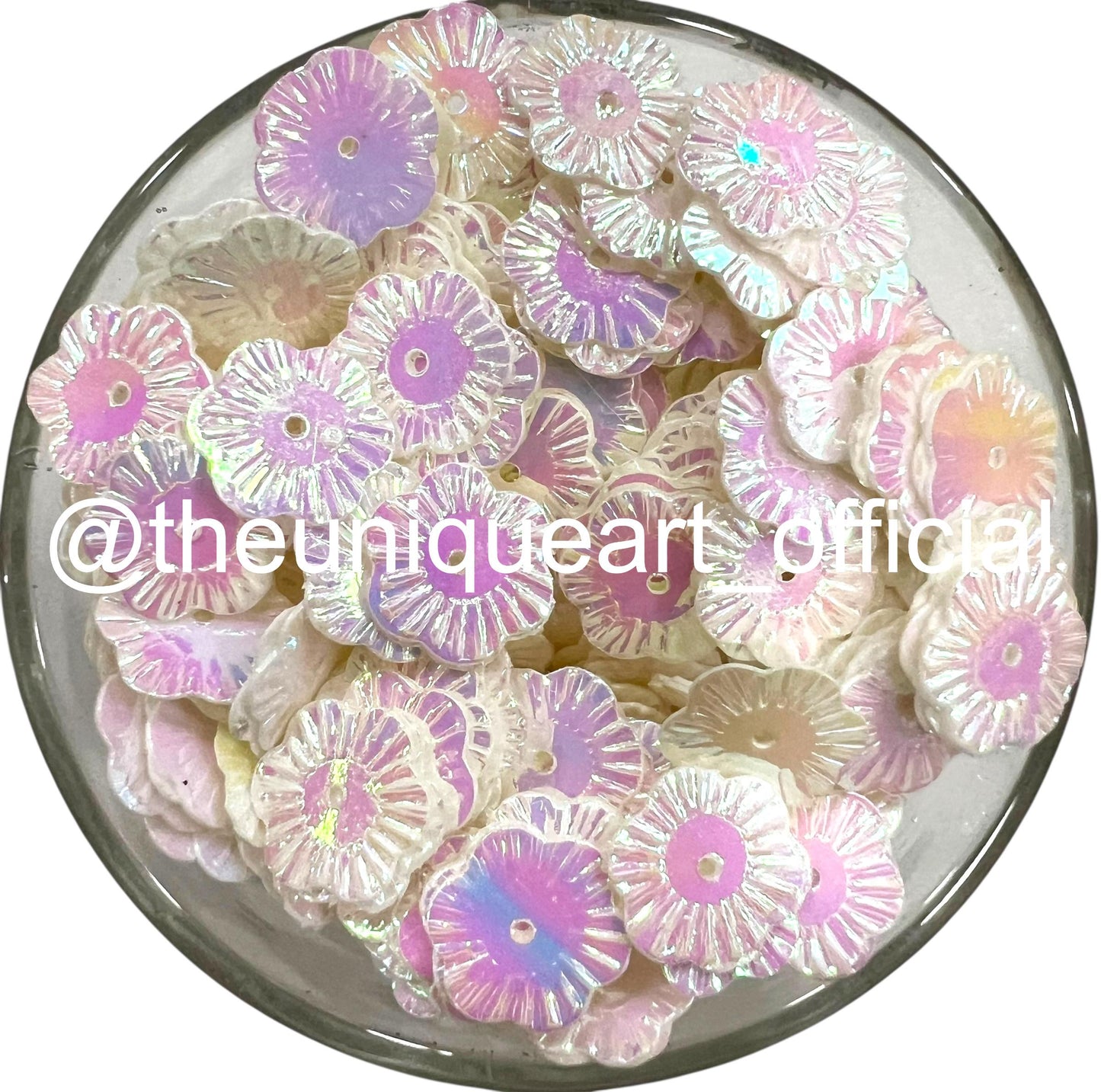 White Rainbow Flower Sequins D1