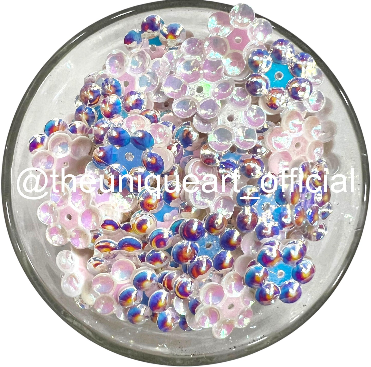 White Rainbow Flower Sequins D3