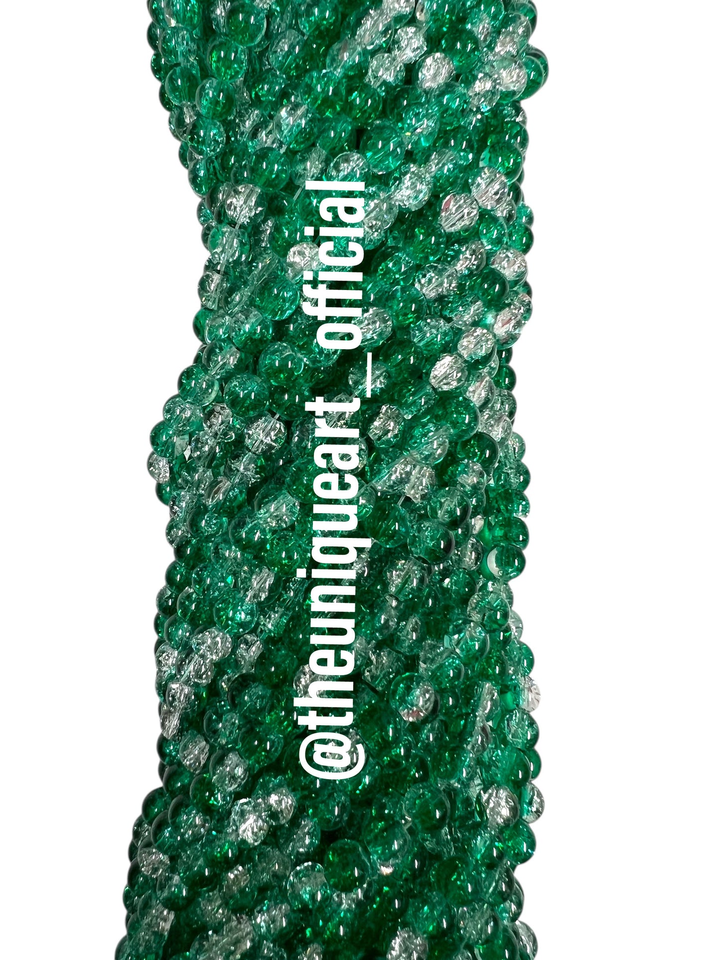 Green Crackle Glass Beads 8mm