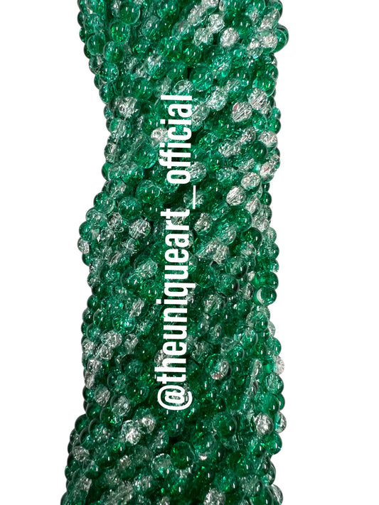Green Crackle  Glass Beads 8mm