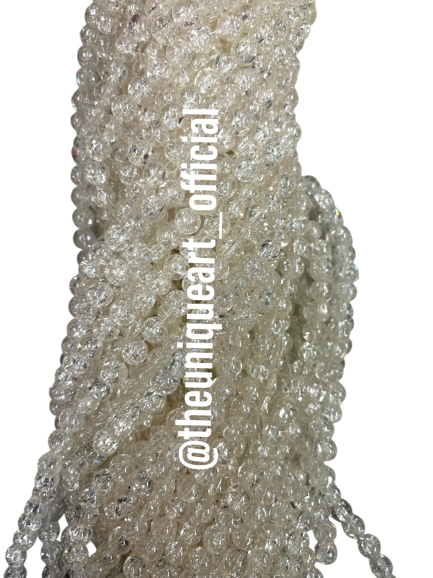 White Crackle Glass Beads 8mm