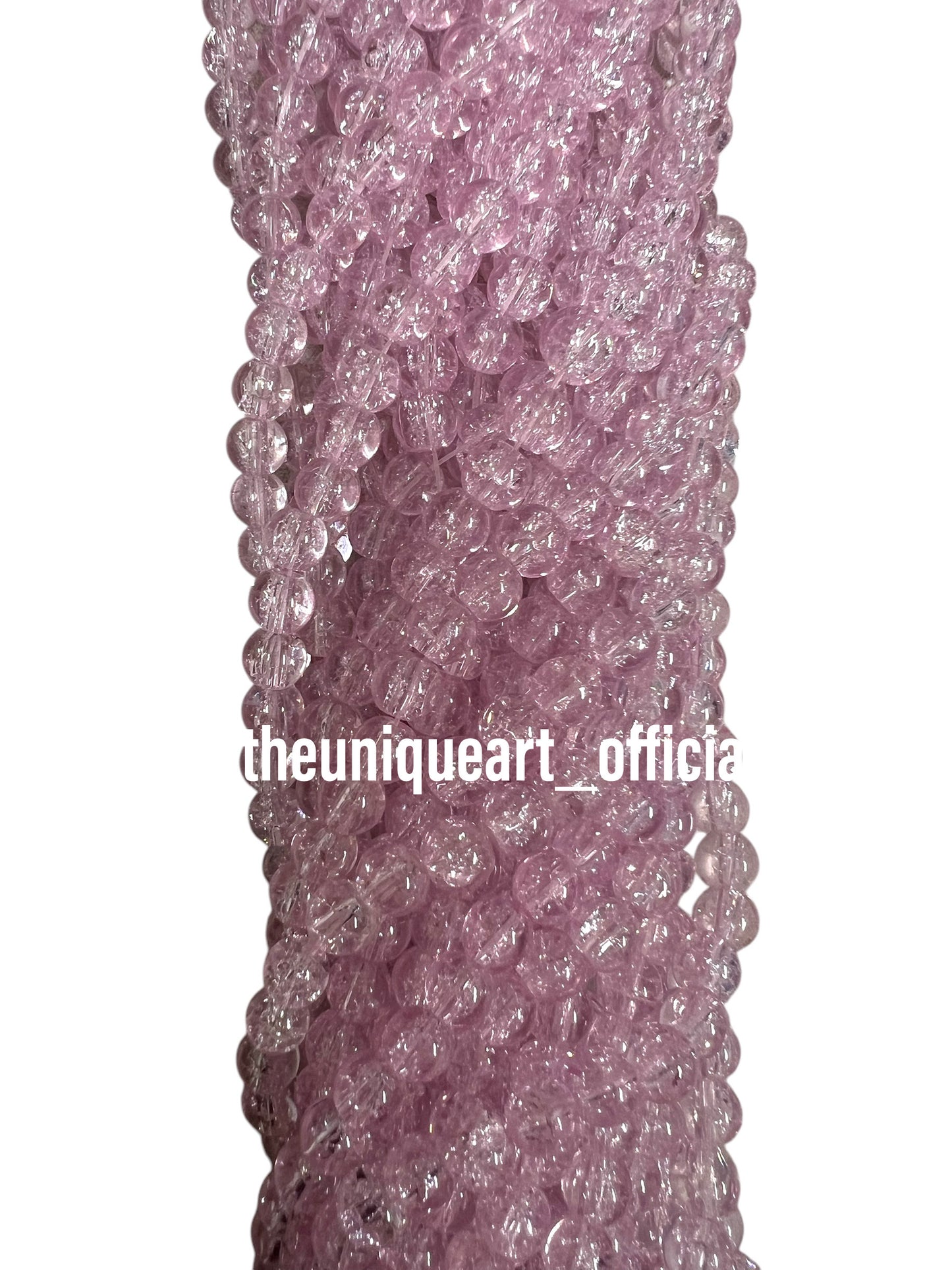 Light Pink Crackle Glass Beads 8mm