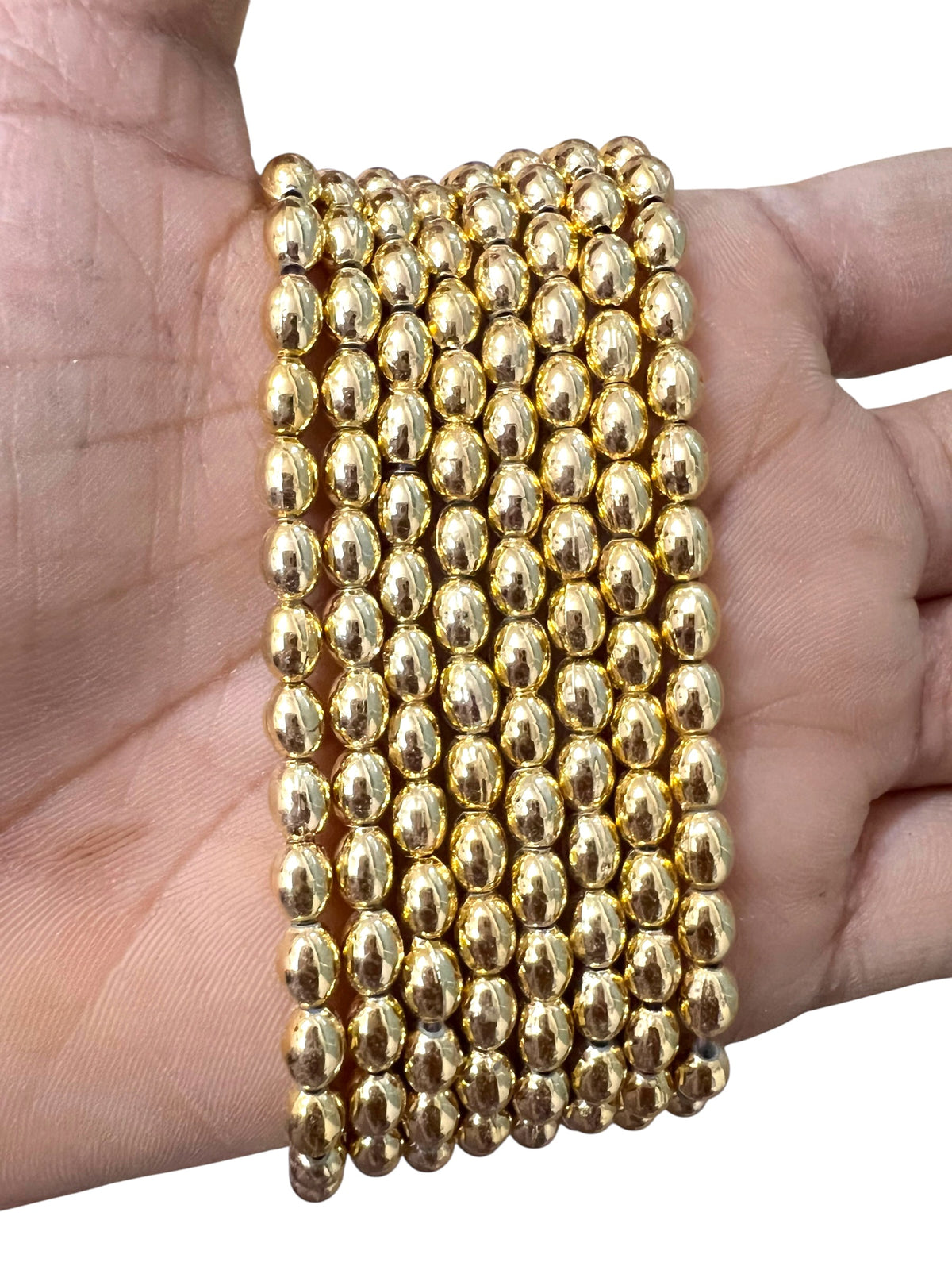 Golden Oval Beads For Aari Work & Jewellery Making 1 Bunch