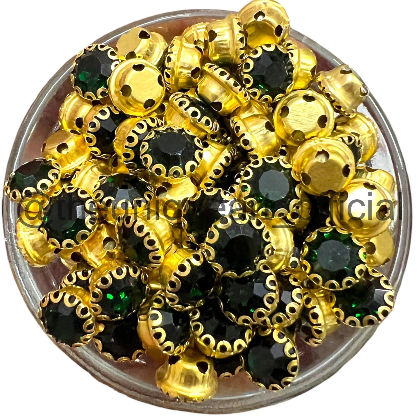 Dark Green 8mm Round Sunflower Clip Stone