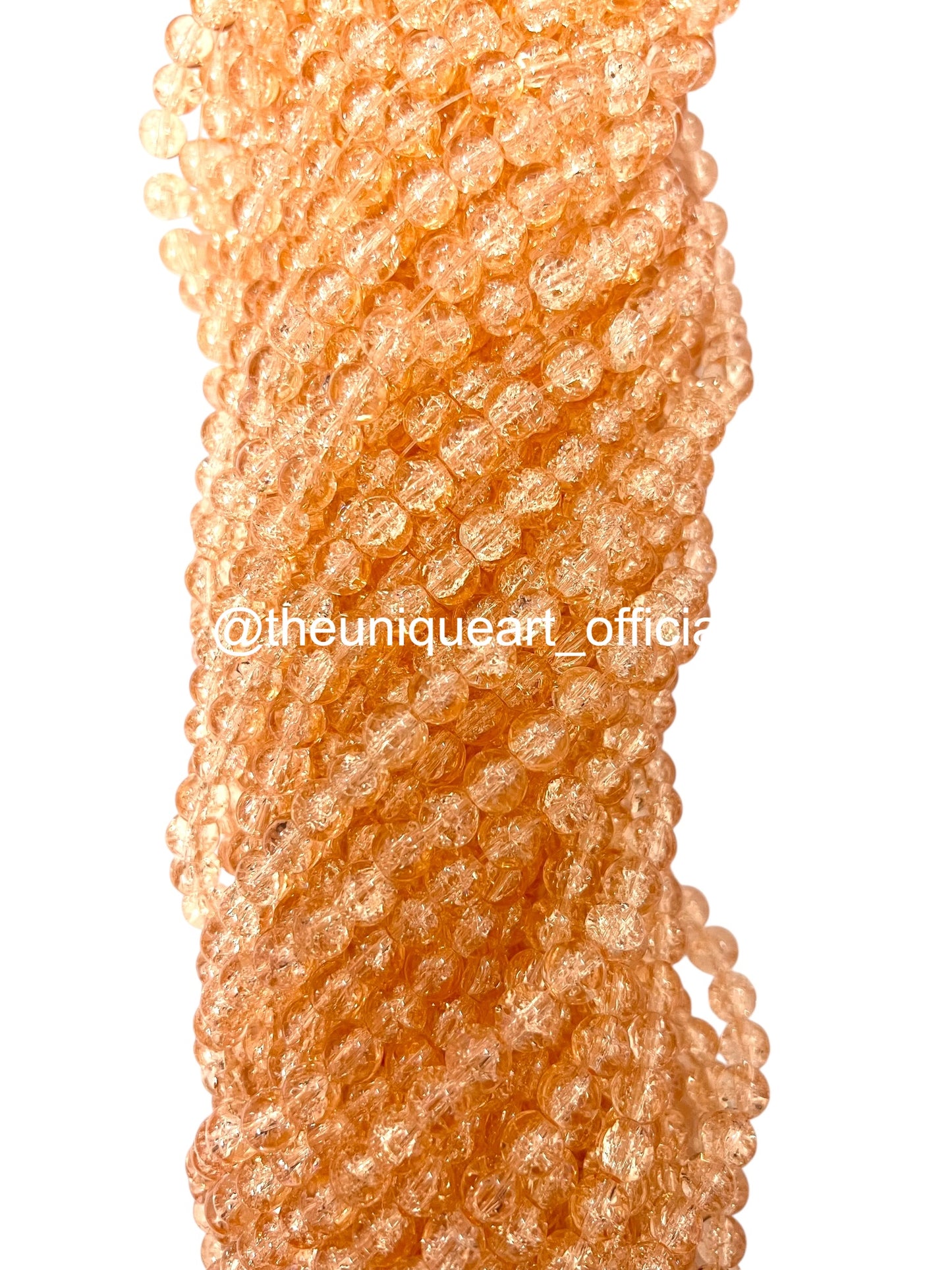 Pastel Beige Crackle Glass Beads 8mm