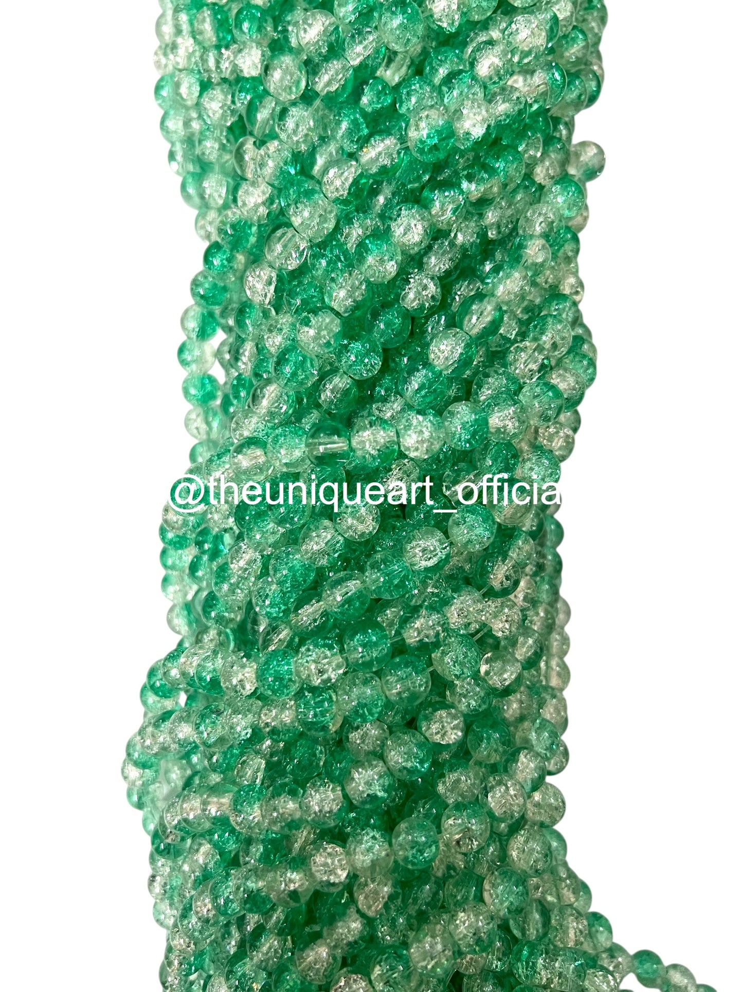 Sea Green Crackle Glass Beads 8mm