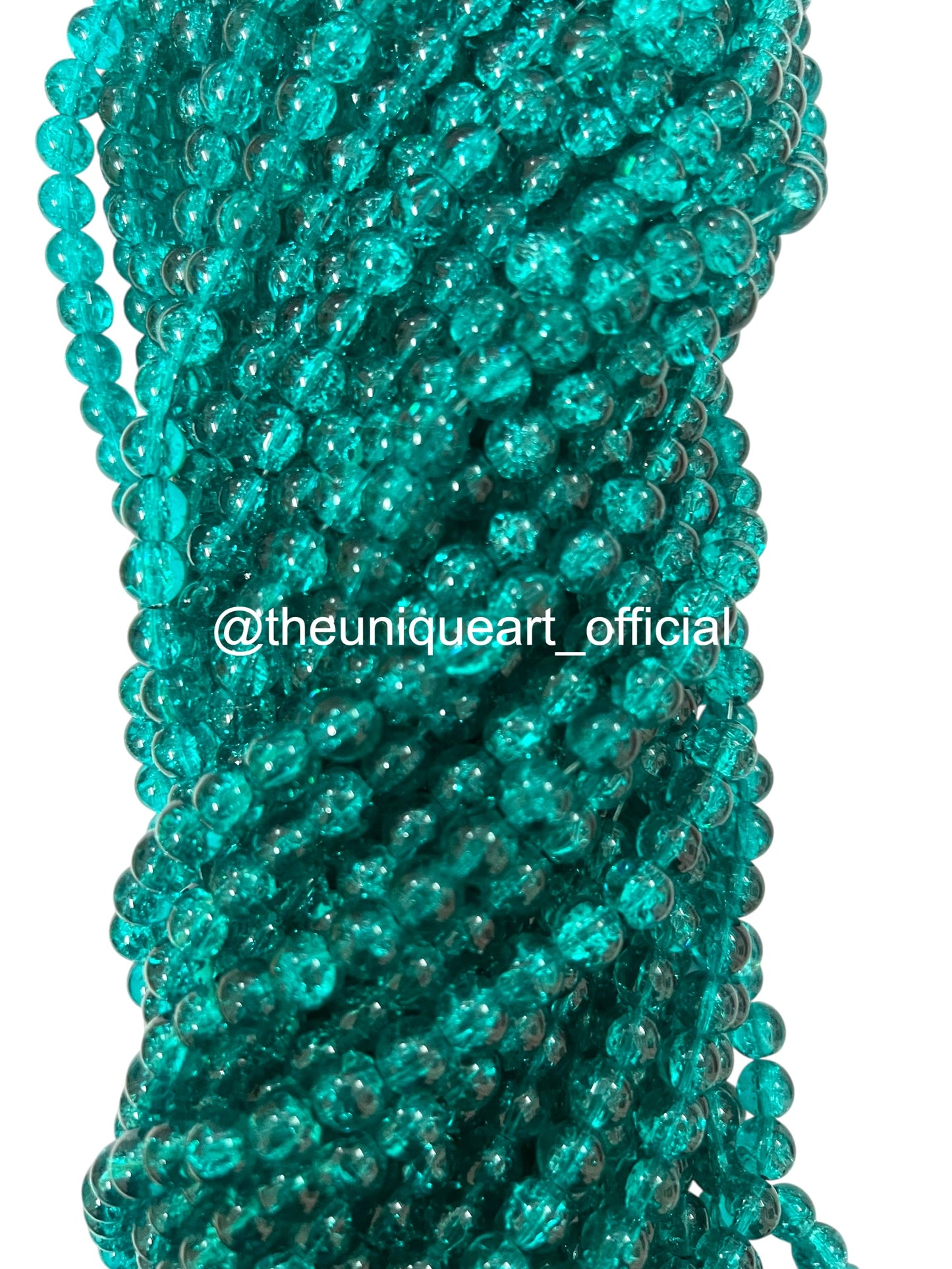 Peacock Crackle Glass Beads 8mm