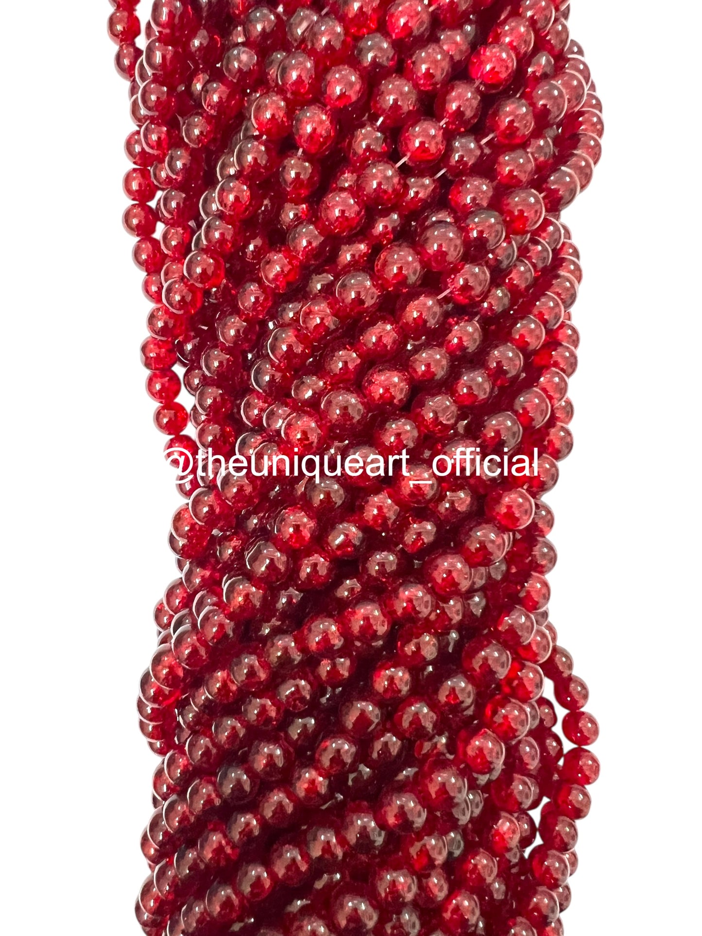 Maroon TP Crackle Glass Beads 8mm