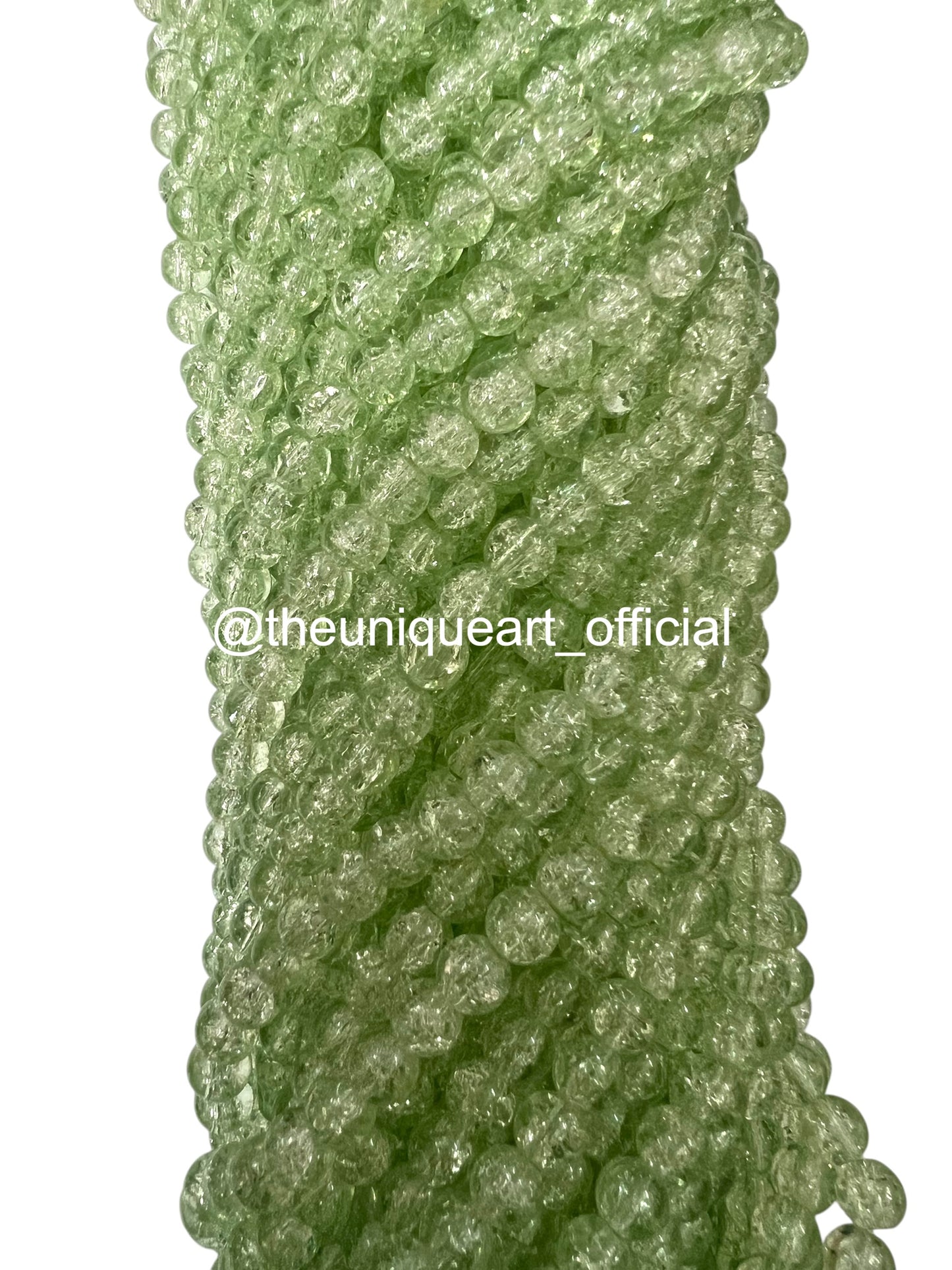 Pastel Pista Green Crackle Glass Beads 8mm