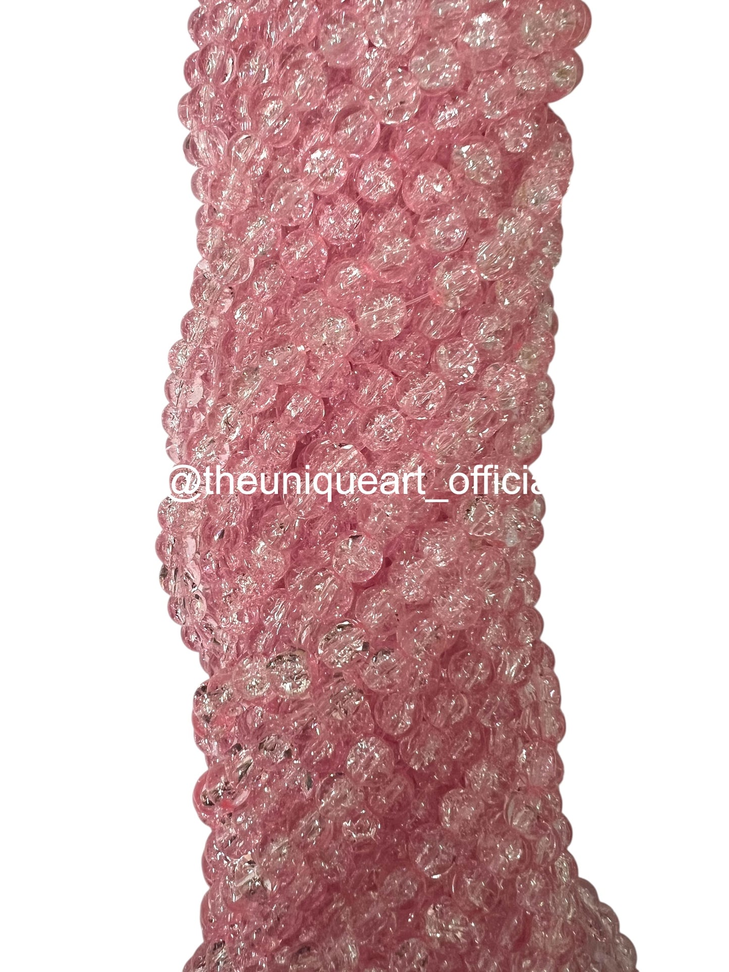 Light Pink Crackle Glass Beads 8mm