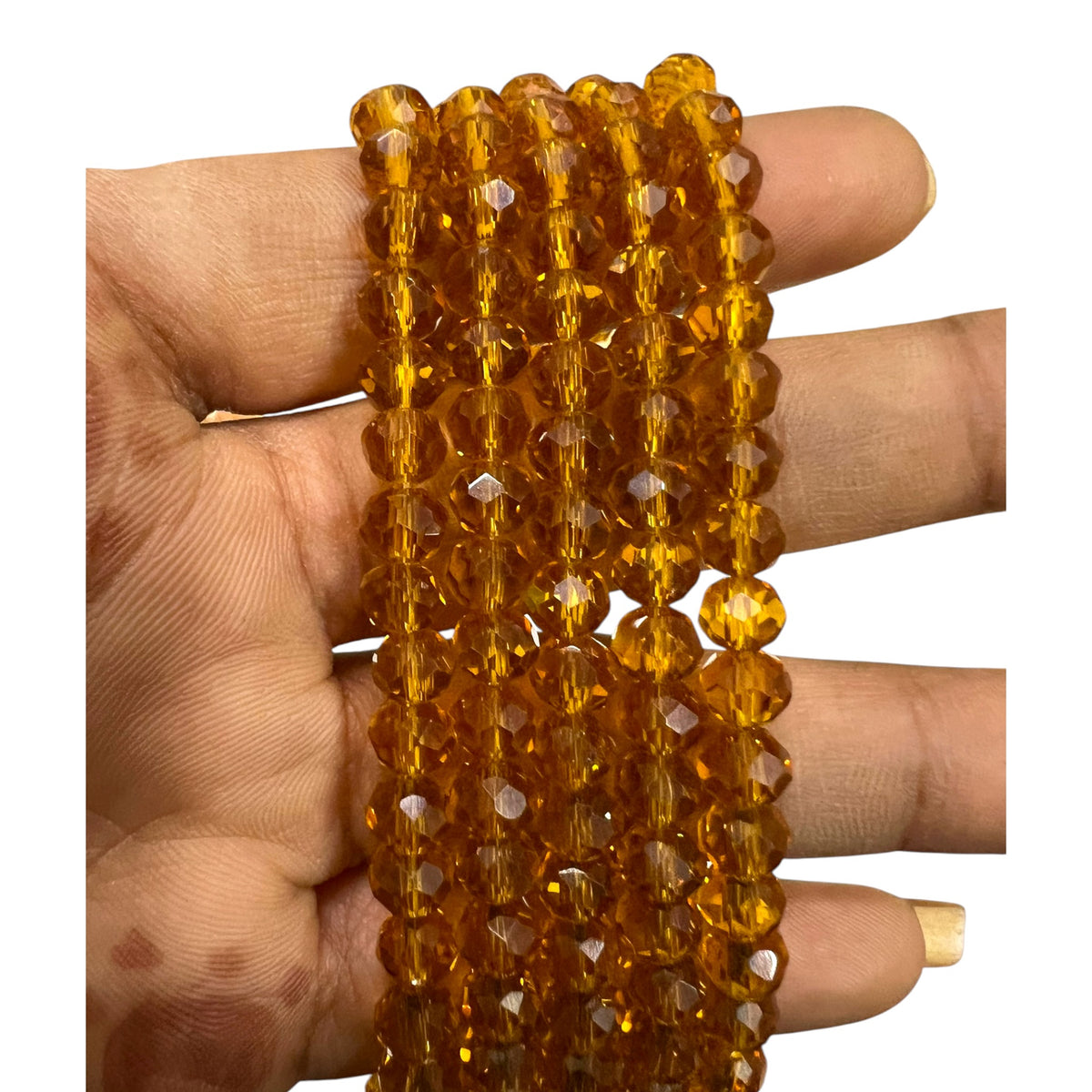 Loose 6mm dark golden transparent glass round crystal beads for DIY jewellery making
