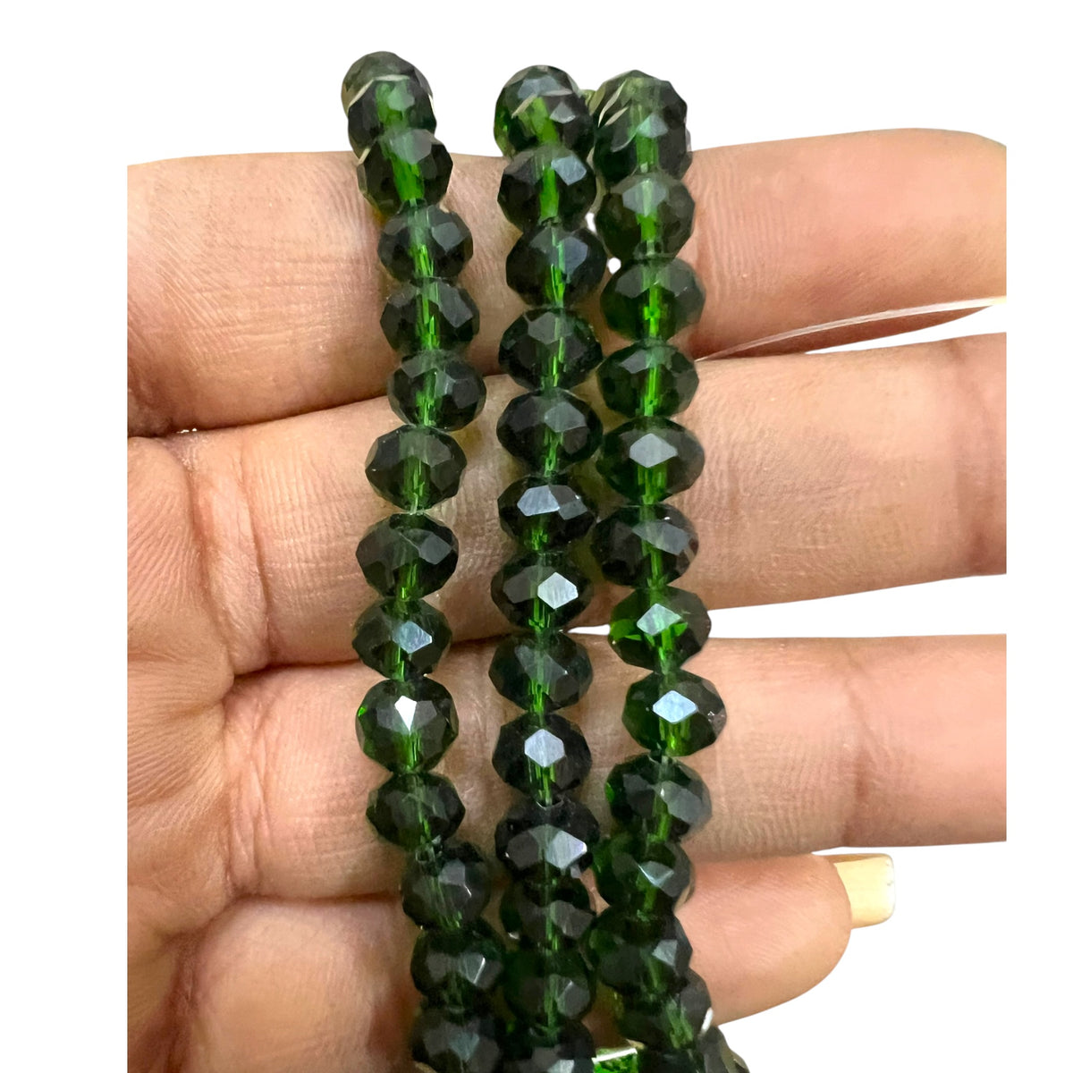 Loose 6mm dark green transparent glass round crystal beads for DIY jewellery making