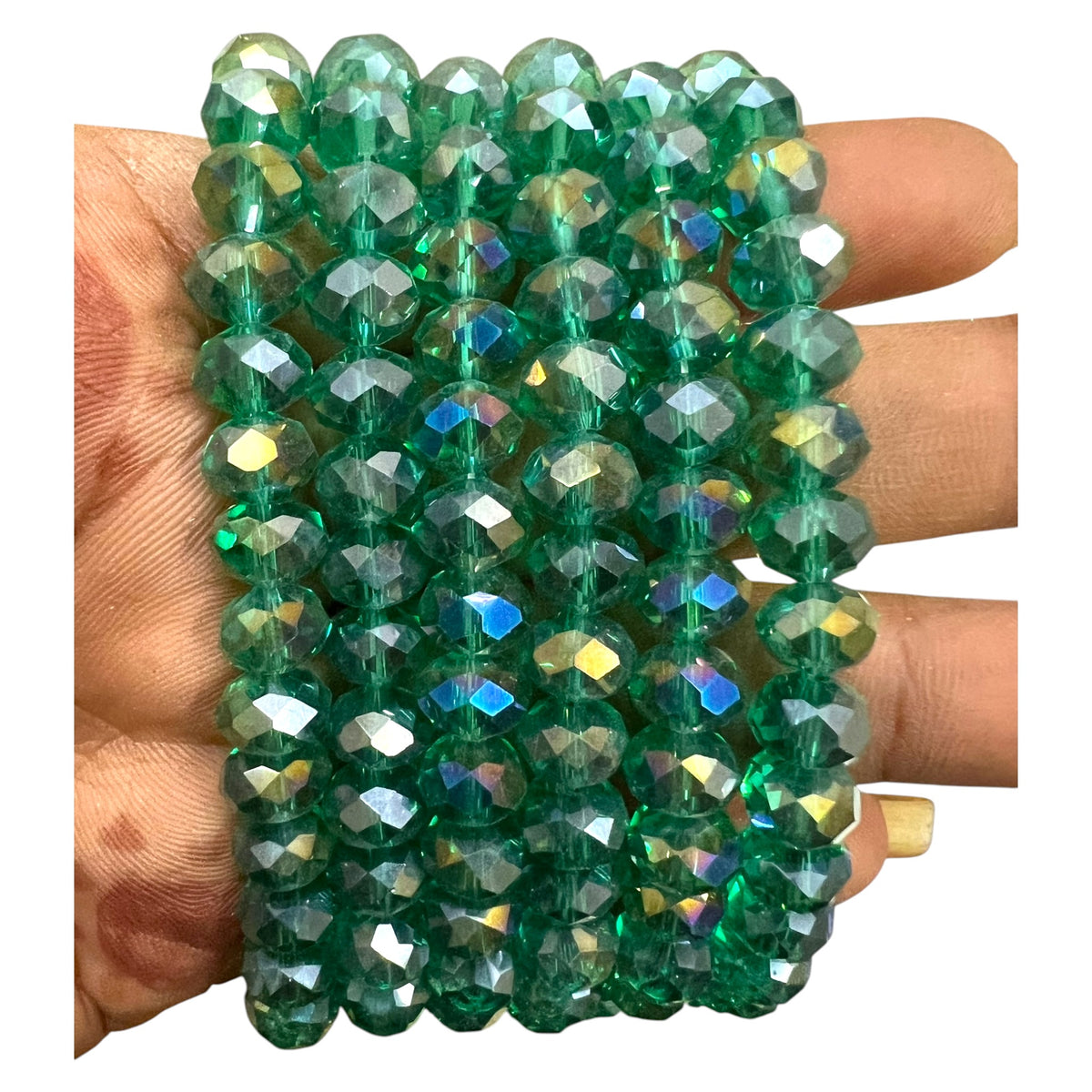 8mm Emerald Rainbow Glass Crystal Round For Jewellery Making - 1 String