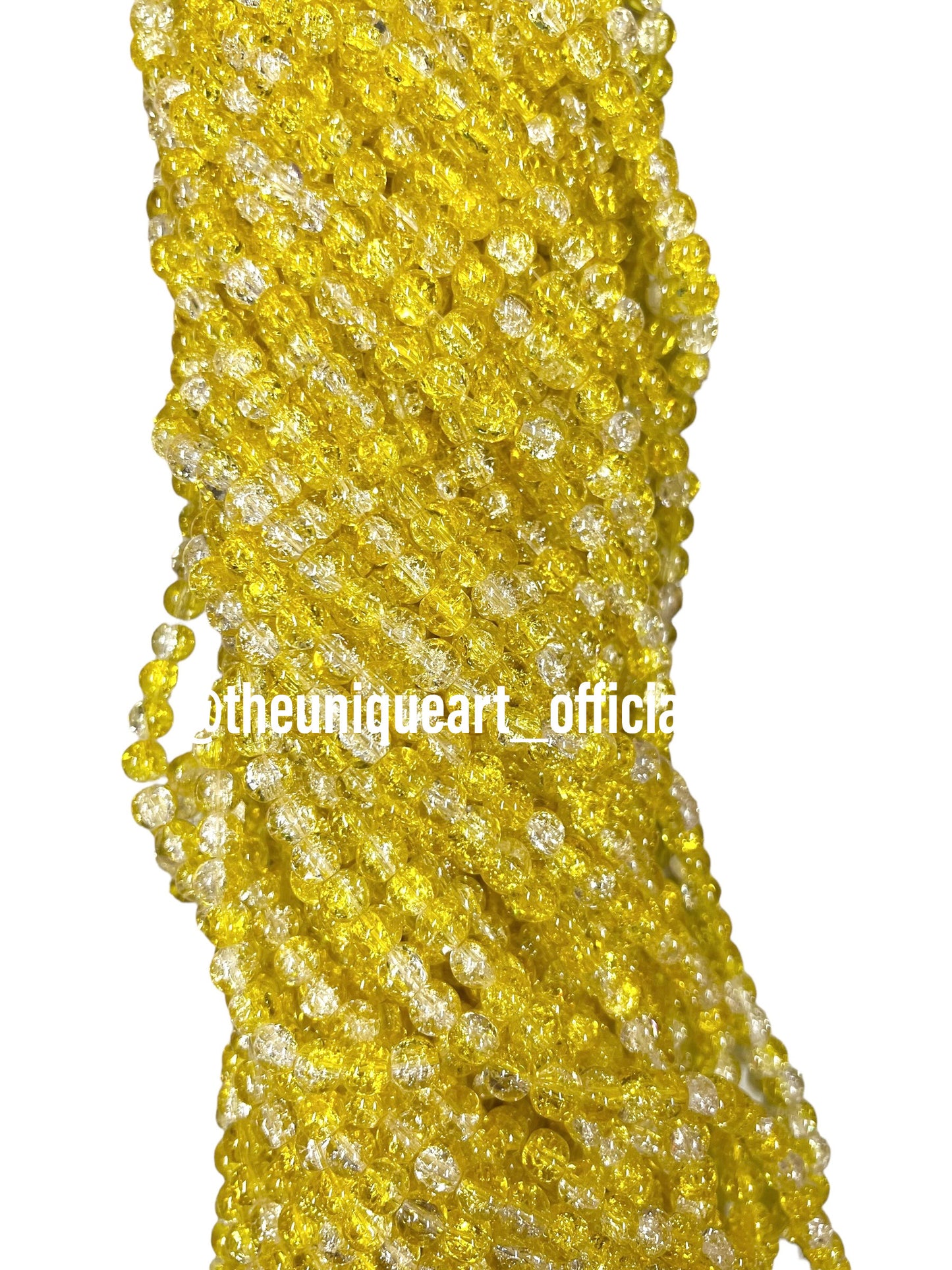 Dual Yellow Crackle Glass Beads 8mm