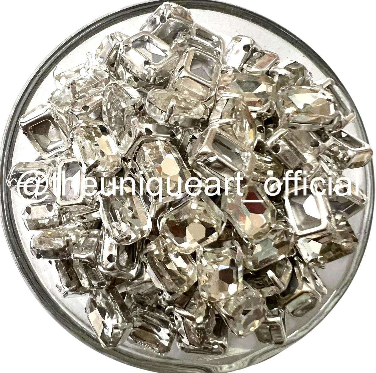 Silver Crystal 6x8mm Rectangle Clip Stones for Jewellery Making