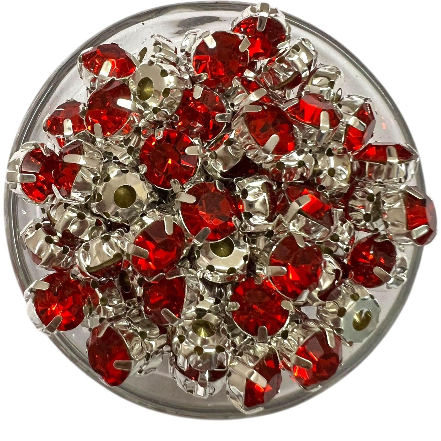 Red 8mm Round Silver Base Clip Stone